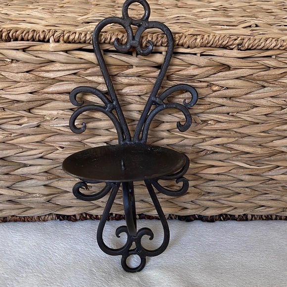 Brown Metal Hanging Candle Holder Wall Decor - Picture 1 of 9